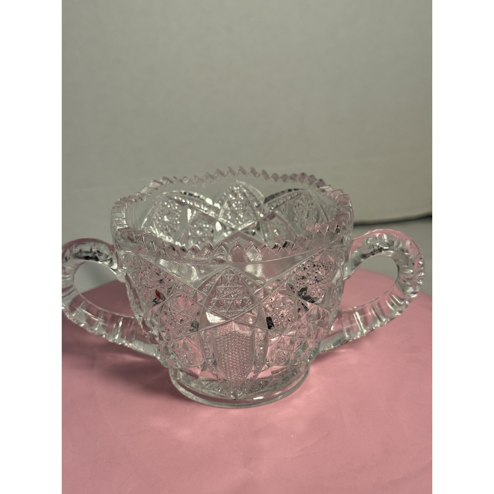 Antique American Brilliant Period (ABP) Cut Glass Sugar Bowl HEAVY